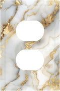 Luxurious White Gold Marble Patterns Abstract Outlet Covers 1 Gang Duplex Light Switch Cover Decorative Switch Plates Electrical Receptacle Faceplate Wall Plate for Bathroom Kitchen Decor