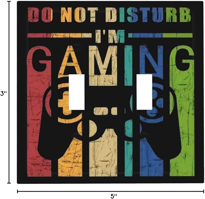 Game Videos Gaming Playing 2 Gang Double Toggle Light Switch Cover Electric Wall Plate Electrical Faceplate for Bathroom Home Living Room Jumbo Size Decor