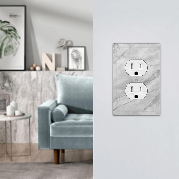 Outlet Covers Gray Marble Pattern 1 Gang Duplex Light Switch Cover Plate Decorative Switch Plate Covers Electrical Socket Cover for Home Farmhouse Decor