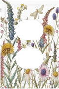 Decorative Outlet Covers Botanical Wildflowers Dragonfly Colorful Floral 1 Gang Duplex Light Switch Cover Plate Electrical Switch plates Wall Plates Receptacle Covers for Bathroom Bedroom