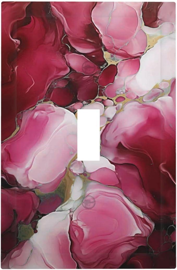 Decorative Light Switch Cover Plate Abstract Luxury Red Gold Marble Textures 1 Gang Wall Plate Oversized Single Toggle Wall Cover Plate Jumbo Electrical Switchplate Face Plate