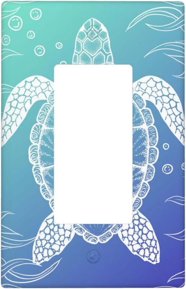 Sea Turtle Ocean 1-Gang Rocker Wall Plate, Blue Coastal Switch Plate for Bathroom, Beach House & Coastal Home