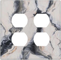 Abstract Marble Textured Modern Luxury Print Outlet Covers 2 Gang Double Duplex Decorative Light Switch Covers Electrical Wallplates Socket Faceplate for Bathroom Kitchen Decor