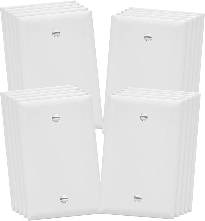 ENERLITES Blank Device Wall Plate, Gloss Finish, 1-Gang 4.88" x 3.11", Mid-Size, Unbreakable Polycarbonate Thermoplastic, UL Listed, 8801M-W-20PCS, White (20 Pack)