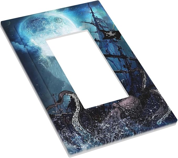 Moon Ocean Nautical Octopus 1 Gang Rocker/Decora Outlet Light Switch Wall Plate Cover Faceplate Decorative Switchplate Kitchen Home Bedroom Decorate