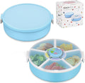 JOOPETALK Kids' Rotating Snack Container Set – 2-Pack, Includes 1 Rotating Snack Container & 1 Round Sectioned Snack Box, BPA-Free, Dishwasher Safe, Perfect for Travel-Blue