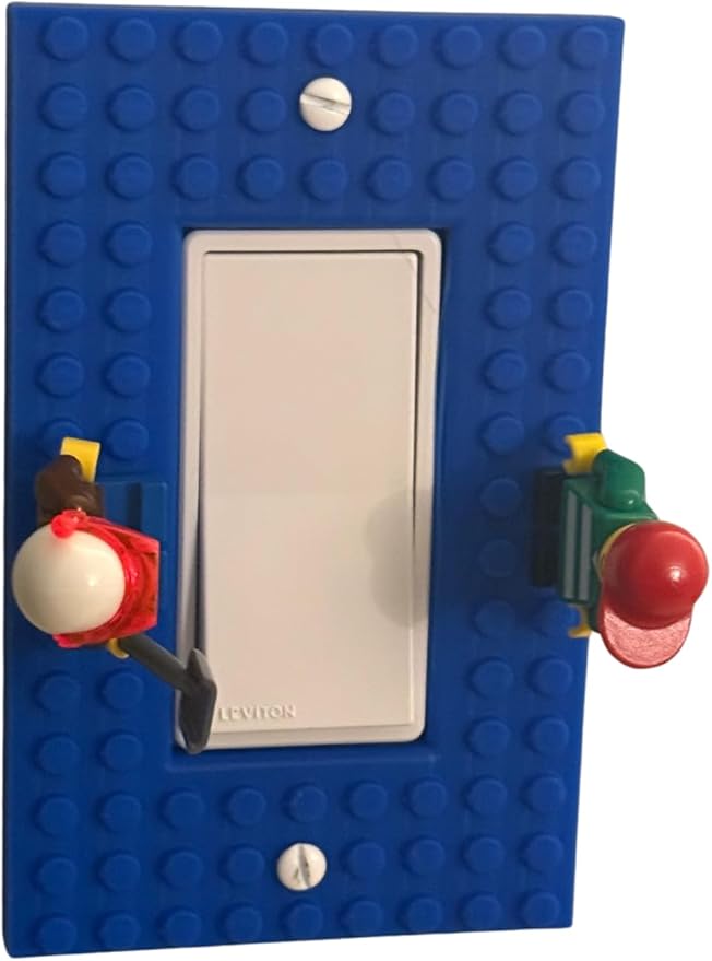 Brick Wall Plate, Rocker Toggle Light Switch Cover for Kids Bedroom, Game Room, 1-Gang (Blue)
