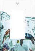 Sea Turtles Sea Coral Seaweed Ocean Jellyfish Decorative Outlet Covers 1 Gang Single Rocker Light Switch Cover Plate Wall Plates GFCI Faceplate for Kids Room Bathroom Decor