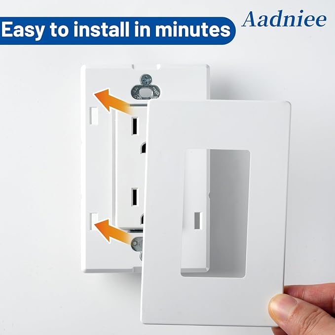 1-Gang Screwless Decorator Wall Plates, Decorative Outlet Covers, Standard Size 2.92" x 4.68" Switch Plate for Decor Dimmer, GFCI, USB Receptacle (10 Pack, Gloss White)