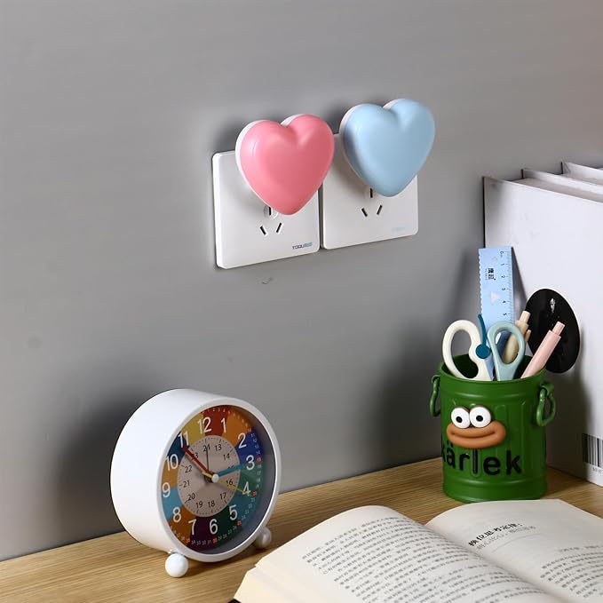 INZU Cute Night Light, Heart Night Light for Kids, LED Nightlight with Auto Dusk to Dawn Sensor, Nightlight Plug into Wall with Soft Warm Light for Bedroom, Nursery, Bathroom, Hallway (4Colors)