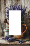 Rustic Flowers Lavender Purple Floral Oil Painting Decorative Outlet Covers 1 Gang Single Rocker Light Switch Cover Plate Wall Plates GFCI Faceplate for Farmhouse Bedroom Decor
