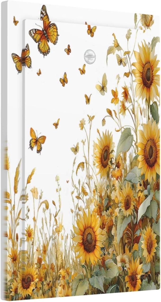 Sunflower Gold Wildflowers Summer Butterfly Light Switch Cover Plate 1 Gang No Device Blank Electrical Wall Plates Faceplate Decorative Switch Plate Covers for Bedroom Living Room Decor