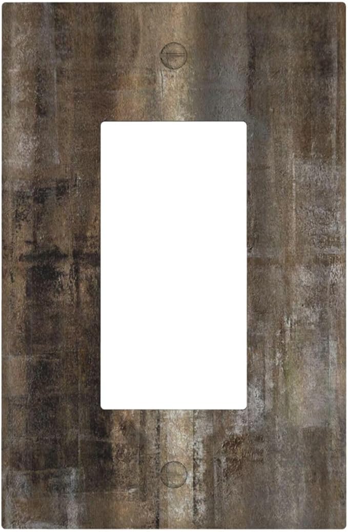 Light Switch Cover Plate Tan Brown Rustic Abstract Wood Vintage Wooden 1 Gang Outlet Covers Single Rocker Decorative Switch plates Electrical Wall Plates GFCI Receptacle for Farmhouse Home