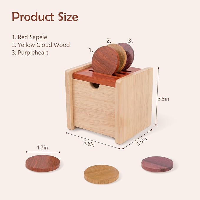 Adena Montessori Coin Box -Natural Wood Object Permanence Box Toy for 1-Year-Old Babies, Wooden Montessori Developmental Toy for 6-12 Month Infants, Early Learning Gift for Kids