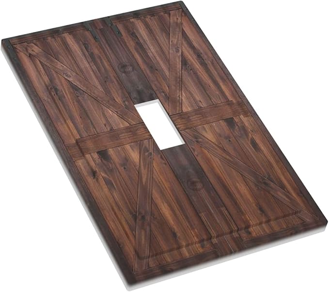 Rustic Barn Doors Vintage Brown Wood Plank Print Decorative Light Switch Cover 1 Gang Single Toggle Device Electrical Faceplate Switchplates Decorator Outlet Wall Plate for Farmhouse Home Decor