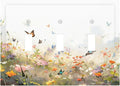 Wildflowers Watercolor Floral Colorful Butterfly Decorative Switch Plates 3 Gang Wall Plate Triple Toggle Light Switch Cover Faceplate Electrical Wall Panels for Farmhouse Bed Room Decor