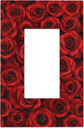 Lush Red Roses Single Rocker Switch Cover - 1-Gang Standard US Size Romantic Rose Bouquet Light Switch Covers for Bedroom Powder Room Decor