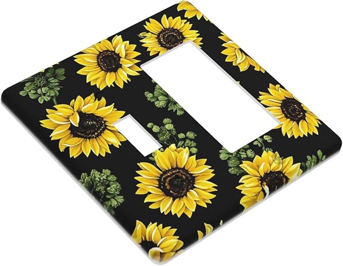 Outlet Covers Floral Sunflower Plants Flowers 1 Toggle 1 Rocker Combination Decorative Wall Plate Electrical Switch Plates Light Switch Cover Plate For Bed Room Farmhouse Decor