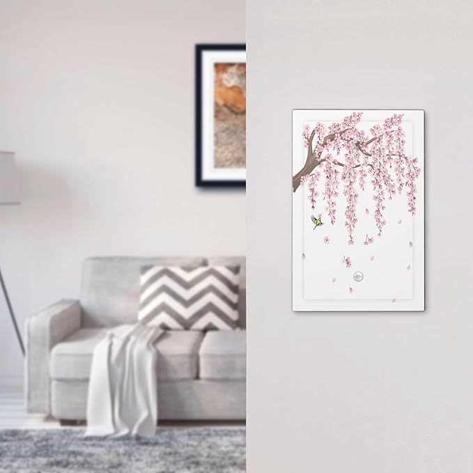 Pink Flower Tree Branch Cherry Blossom Tree Floral Birds Light Switch Cover Plate 1 Gang No Device Blank Electrical Wall Plates Faceplate Decorative Switch Plate Covers for Bedroom Living Room Decor