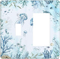 Outlet Covers Jellyfish Teal Blue Ocean Turtle Coastal Beach 1 Toggle 1 Rocker Combination Decorative Wall Plate Light Switch Cover Plate Electrical Switch Plates for Bedroom Bathroom Decor