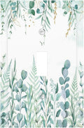 Boho Green Eucalyptus Leaf Floral Sage Flower Decorative Light Switch Cover 1 Gang Single Toggle Device Electrical Faceplate Switchplates Decorator Outlet Wall Plate for Bedroom Living Room Decor