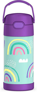 THERMOS FUNTAINER Water Bottle with Straw - 12 Ounce - Kids Stainless Steel Vacuum Insulated Water Bottle with Lid, Rainbows