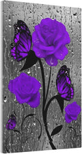 Purple Butterfly Rose Flower 1 Gang Light Switch Cover No Decive Blank Wall Plate Decorative For Girls Teen Kids Boys Bathroom Home Bedroom Art Panel Decorate 5" x 3