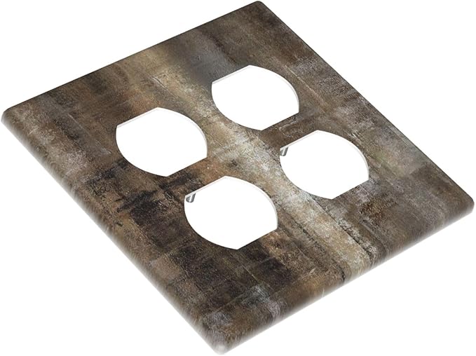 Decorative Light Switch Cover Plate Tan Brown Rustic Abstract Wood Vintage Wooden 2 Gang Decorative Switch Plates 1 Toggle Duplex Combo Outlet Covers GFCI Plug Covers Wallplates for Farmhouse Home