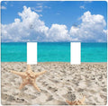 Beach Blue Ocean Double Light Switch Cover Plates Decorative 2 Gang Wall Plate Double Toggle Lightswitch Cover