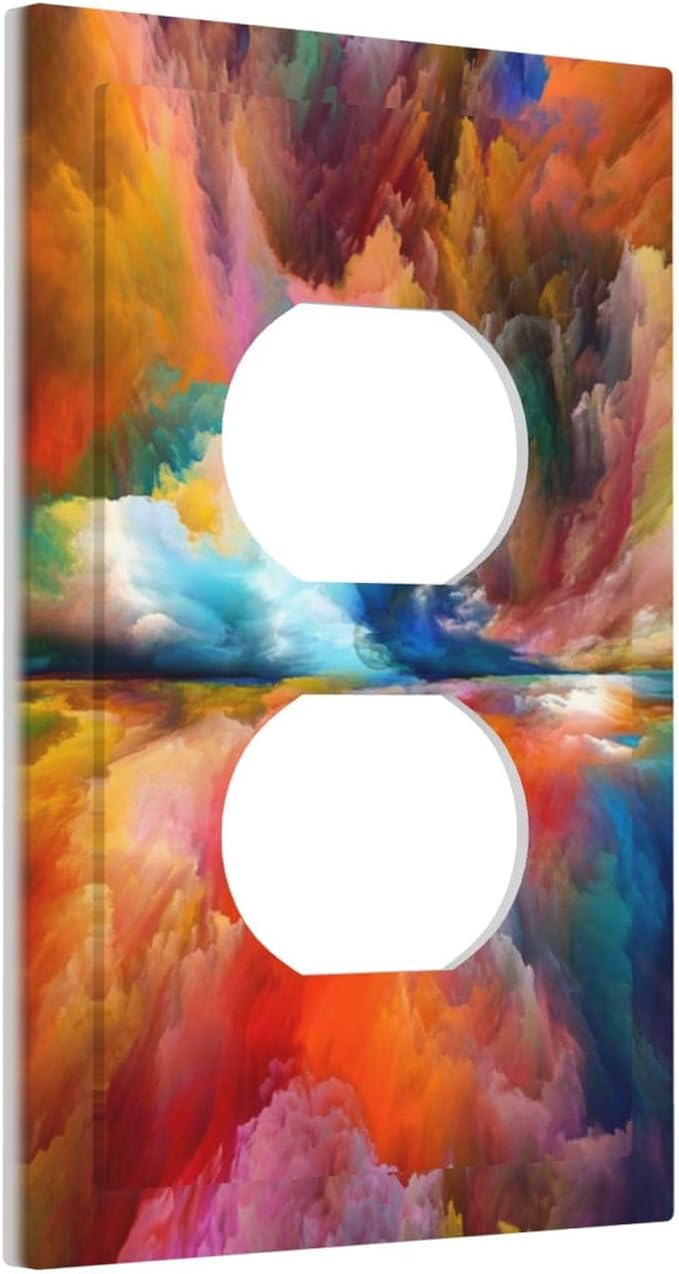 Light Switch Cover Plate Iridescent Abstract Colorful Clouds 1 Gang Duplex Outlet Covers Rainbow Decorative Switch plate Electrical Wall Plates Receptacle Cover for Bathroom Home Decor
