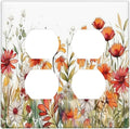 Watercolor Wild Flower Floral Daisy Plant Outlet Covers 2 Gang Double Duplex Decorative Light Switch Covers Electrical Wallplates Socket Faceplate for Bedroom Living Room Decor