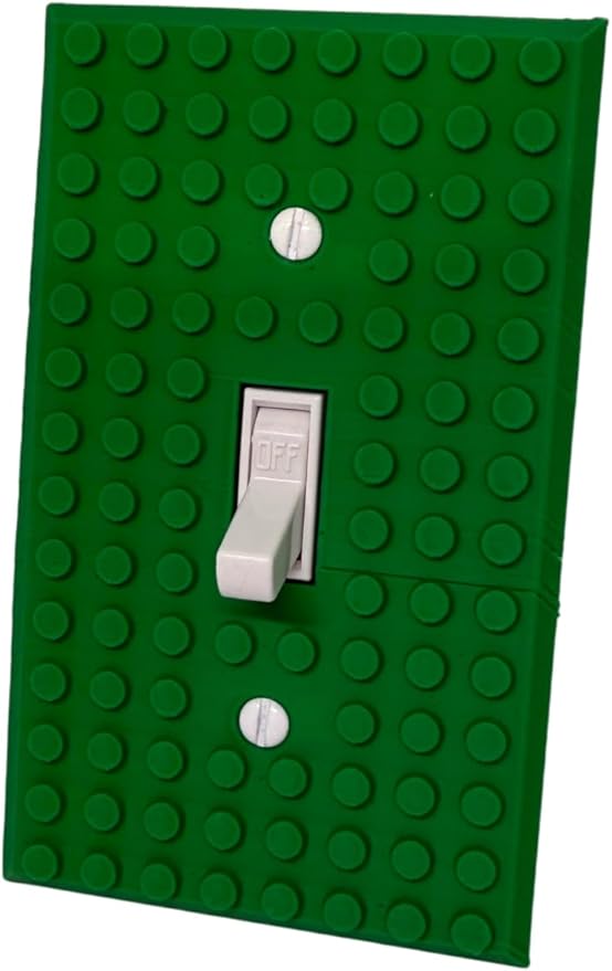 Brick Wall Plate, Single Toggle Light Switch Cover for Kids Bedroom, Game Room, 1-Gang (Light Green)