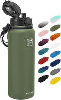 Fanhaw 40 oz Insulated Stainless Steel Water Bottle with Chug Lid, Leakproof & Sweat-Free Extra-Large Metal Bottle for Outdoor, Hiking & Gym (Olive Green)