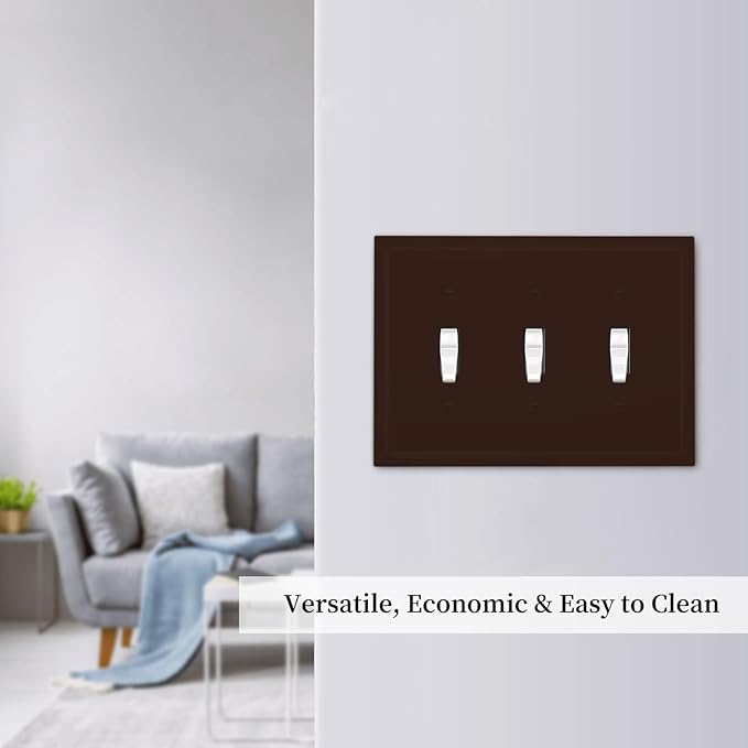 Coffee Brown 3 Gang Light Switch Plate Decorative Triple Toggle Wall Plate Cover Electrical Faceplate Switch Face Plate
