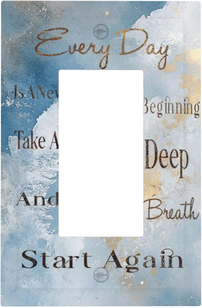 Decorative Outlet Covers Motivational Quotes Blue Abstract Texture 1 Gang Rocker Light Switch Cover Plate Single Wall Plates for Electrical Switch Plate Covers Faceplate for Home Decor