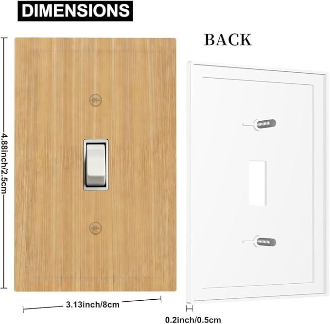 Rustic Woodgrain 1-Gang Toggle Light Switch Plate, Minimalist Farmhouse Wooden Decorative Wall Plate for Home Decor