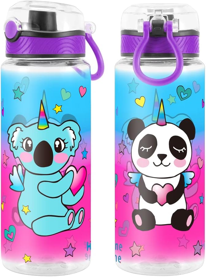 Home Tune Cute Water Bottle for School Kids Girls, BPA FREE Tritan & Leak Proof & Easy Clean & Carry Handle, 23oz/ 680ml (Koala)