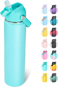 Fijinhom 24oz Insulated Stainless Steel Water Bottle, Wide Mouth Double Wall Vacuum, Silicone Straw, Sweat & Leak Proof, BPA Free Insulated Water Flask for Travel, Keep Cold 24h Hot 12h, Sky