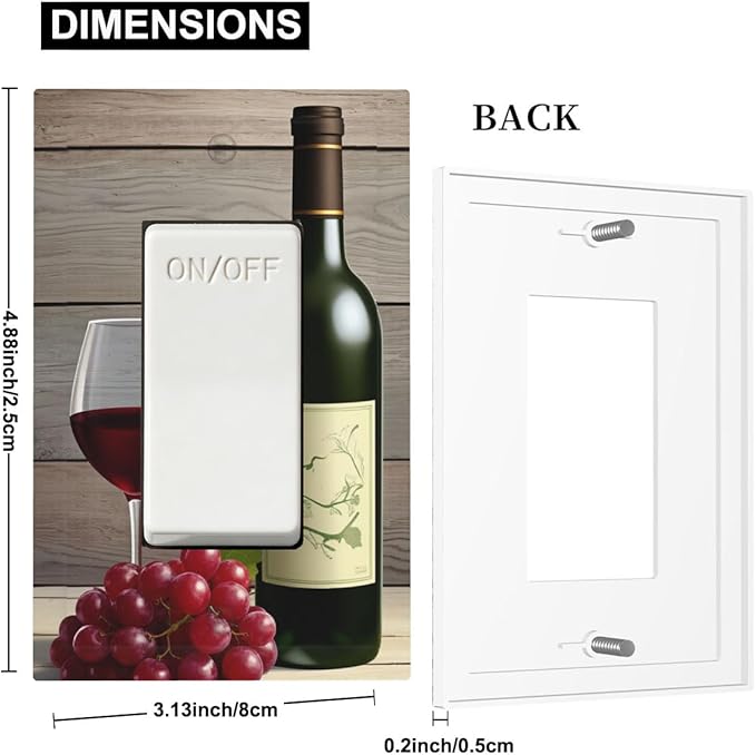 Rustic Wine & Grape Vineyard Scene Single Rocker Switch Cover - 1-Gang Standard US Size Wine Lover's Home Light Switch Covers for Kitchen Decor