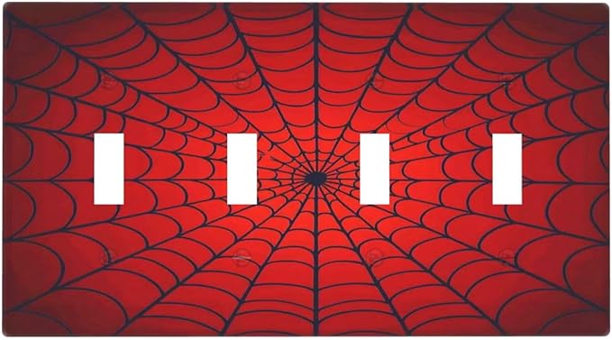 Red Spider Web Black Line Simplicity Light Switch Covers Quad Toggle Electrical Faceplate 4 Gang Wall Plate Decorative Switch Plates For Kids Room Home Decor