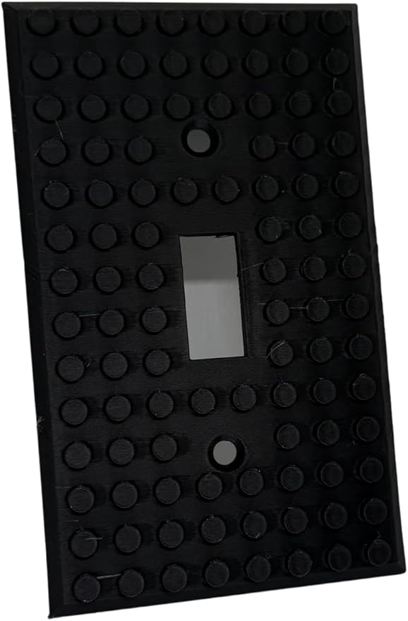 Brick Wall Plate, Single Toggle Light Switch Cover for Kids Bedroom, Game Room, 1-Gang (Black)