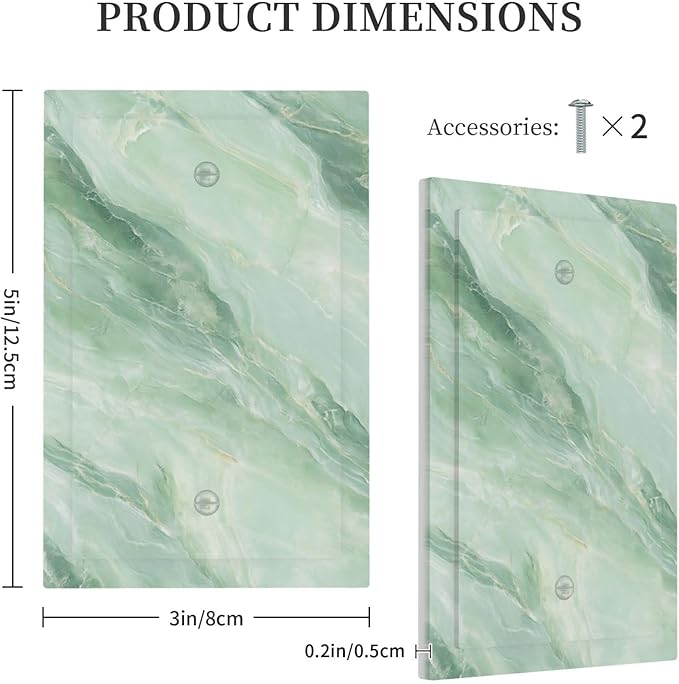 Light Switch Cover Plate Green Marble Pattern 1 Gang No Device Blank Wall Plate Decorative Switch Plate Covers Electrical Outlet Cover for Home Bedroom Decor