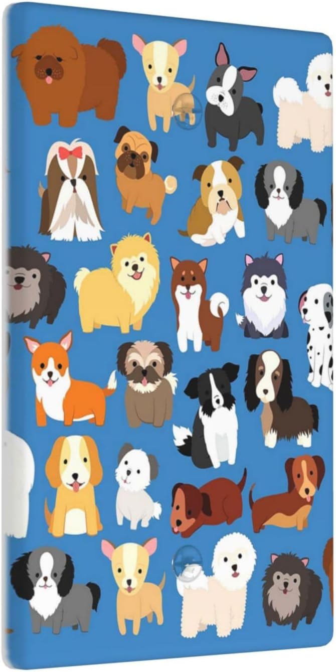 Cute Animal Dogs Puppy Decorative Outlet Cover Single Blank Light Switch Plate Cover Electricity Receptacles Plates For Home Kitchen Living Bedroom 4.5 * 2.76
