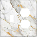 Wallplates Marbling Style White Background Gold Gray Stripes 1 Toggle 1 Duplex Switch Plate Electrical Gfci Faceplate Decorative Light Switch Covers For Bathroom Kitchen Decor