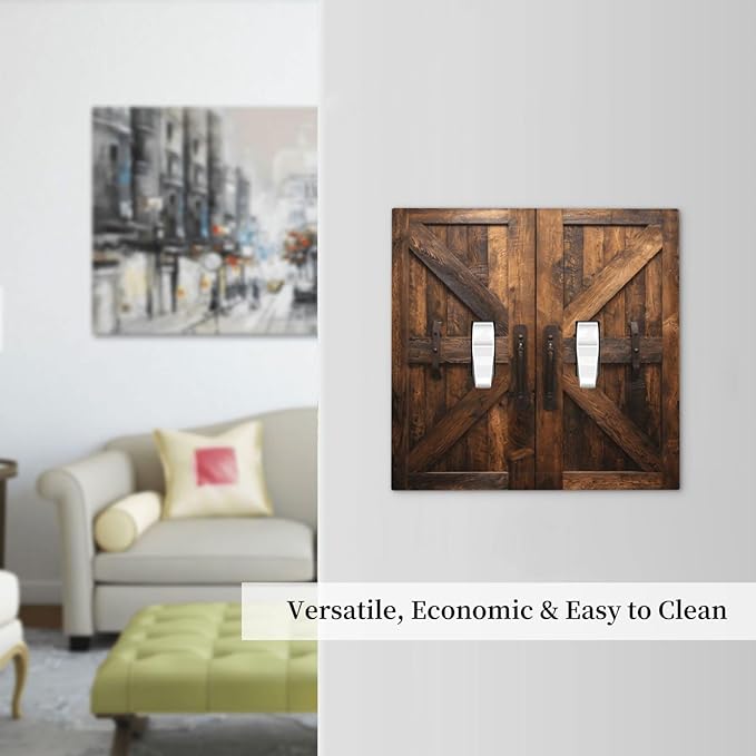 Decorative Light Switch Cover Plate Retro Brown Wood Barndoor 2 Gang Outlet Covers Double Toggle Wall Plates for Electrical Outlets Switch Plate Covers Faceplate for Farmhouse Decor