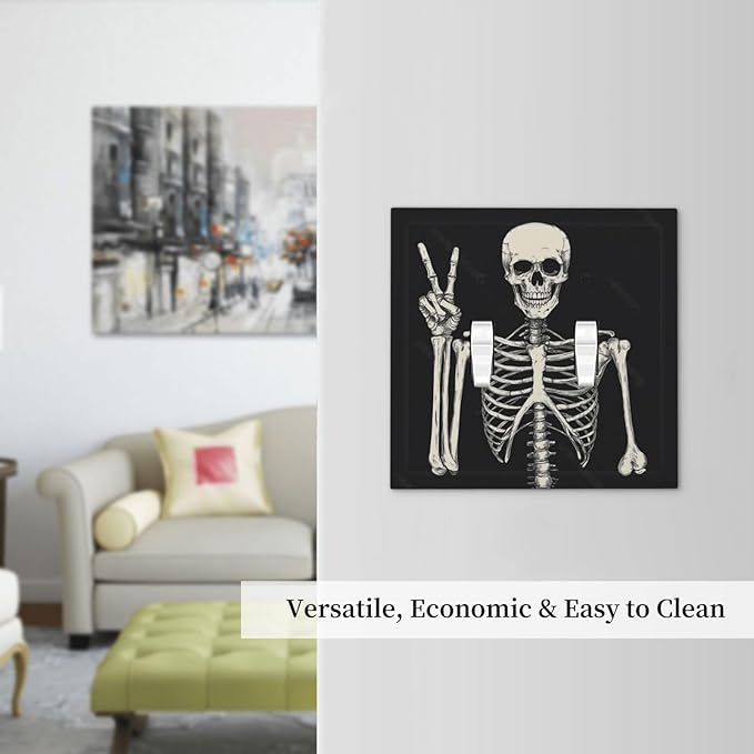 Decorative Switch Plates Skeleton Skull Boho Hippie Dark Background 2 Gang Double Toggle Outlet Light Switch Cover Wall Plate Electrical Faceplate For Cabin Office Decor