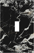 Black Marble Patterns Low Key Luxurious Decorative Light Switch Cover 1 Gang Single Toggle Device Electrical Faceplate Switchplates Decorator Outlet Wall Plate for Bathroom Kitchen Decor