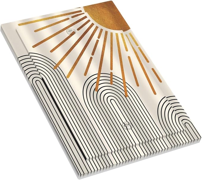 Mid Century Beige Boho Abstract Sun Vintage Arch 1 Gang Light Switch Covers No Device Wall Plate Decorative Blank Switchplate Electrical Faceplate for Country Bathroom Bedroom Home Decor