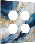 Decorative Outlet Covers Abstract Blue Granite Luxury Watercolor Marble Texture Print 2 Gang Wall Plate Cover Double Duplex Receptacle Two Switch Light Switch Cover Plate Jumbo Face Plate