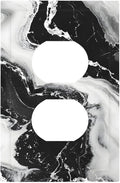Ink Painting Marble Black White Abstract Luxurious Print Outlet Covers 1 Gang Duplex Light Switch Cover Decorative Switch Plates Electrical Receptacle Faceplate Wall Plate for Kitchen Office Decor